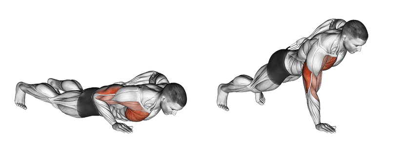 Pompes à une main Pompes à une main — illustration de l'exercice
