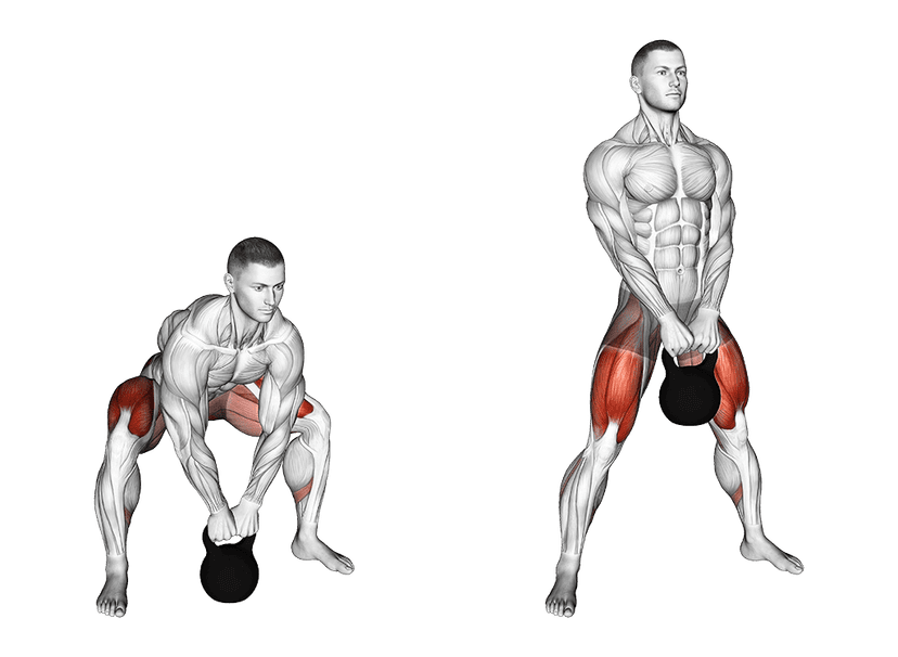 Kettlebell sumo squat Kettlebell sumo squat — illustration de l'exercice