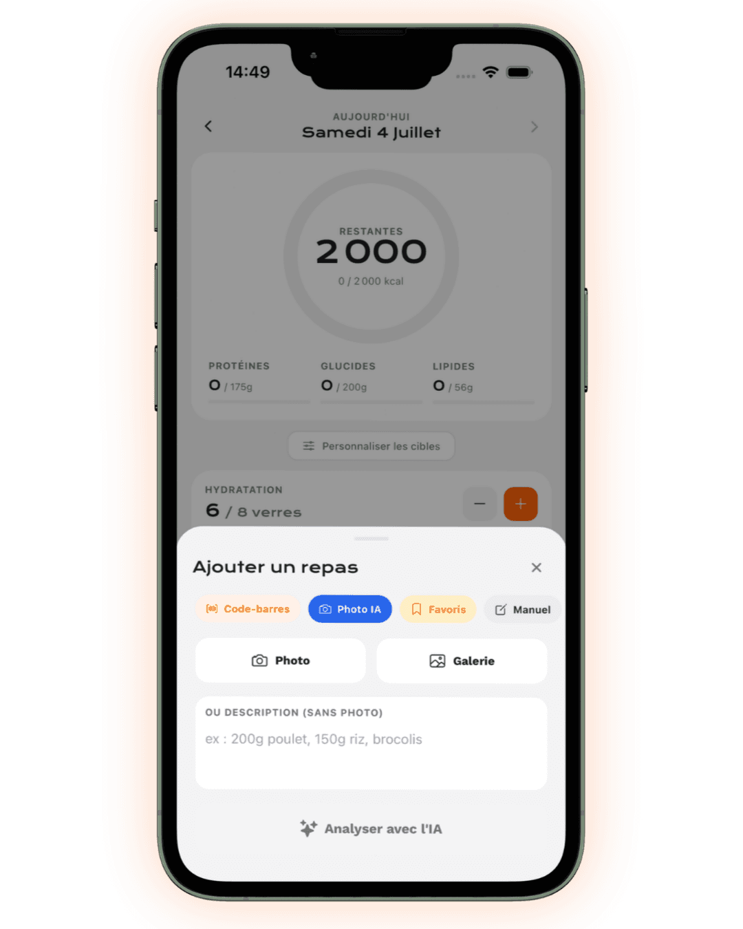 Suivi nutrition dans l’app Zepraug