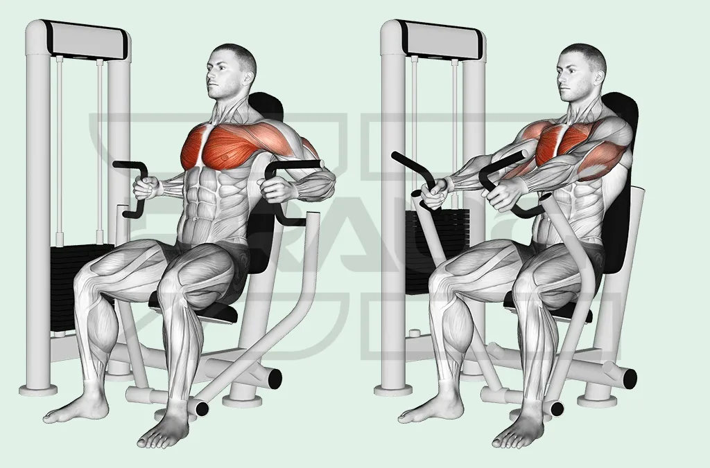 Chest press convergente vers le bas, mains qui se rejoignent devant le bas du sternum