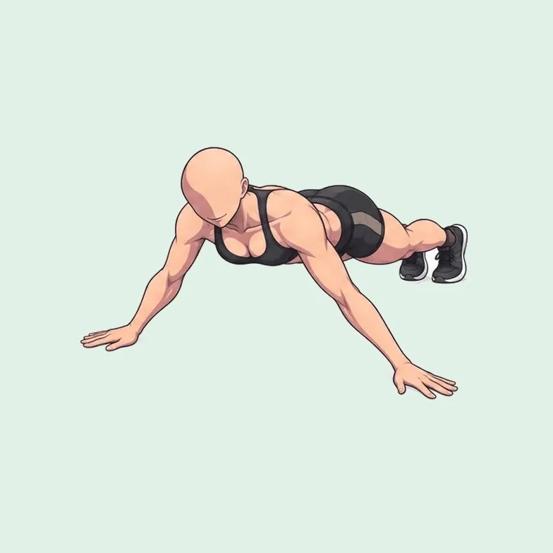 Femme qui fait des pompes archer : un bras tendu sur le côté, la poitrine qui descend vers l’autre main.