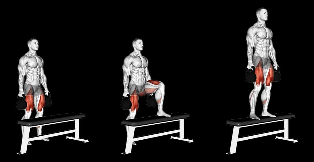 Kettlebell step ups